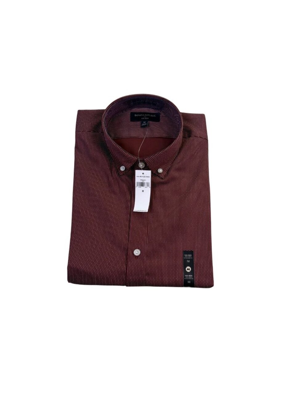 Banana Republic Mens Burgundy Cotton Blend Long Sleeve Button-Up Shirt Size M
